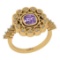 0.93 Ctw I2/I3 Amethyst And Diamond 10K Yellow Gold Ring