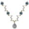 9.07 Ctw I2/I3 Treated Fancy Blue And White Diamond 14K Yellow Gold Vingate Style Necklace