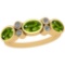 1.64 Ctw Peridot And Diamond I2/I3 14K Yellow Gold three Stone Ring