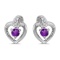 Certified 14k White Gold Round Amethyst And Diamond Heart Earrings 0.17 CTW