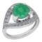 2.75 Ctw VS/SI1 Emerald And Diamond Platinum Ring