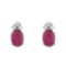 Certified 14k White Gold Ruby And Diamond Oval Earrings