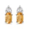 Certified 14k White Gold Oval Citrine Earrings