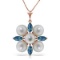 6.3 Carat 14K Solid Rose Gold Snowflake pearl Blue Topaz Necklace