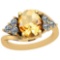 4.10 Ctw Citrine And Diamond I2/I3 10K Yellow Gold Vintage Style Ring
