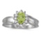 Certified 10k White Gold Oval Peridot And Diamond Ring