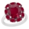 9.25 Ctw Ruby 14K White Gold Vintage Style Ring