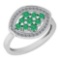 0.62 Ctw VS/SI1 Emerald And Diamond Platinum Ring