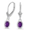 Certified 10k White Gold Oval Amethyst And Diamond Leverback Earrings 1.22 CTW