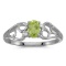 Certified 10k White Gold Oval Peridot And Diamond Ring 0.42 CTW