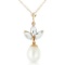 4.75 Carat 14K Solid Gold Necklace pearl Green Amethyst