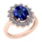 5.78 Ctw VS/SI1 Tanzanite And Diamond Platinum 14K Rose Gold Plated Ring