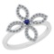 0.38 Ctw I2/I3 Blue Sapphire And Diamond 14K White Gold Ring