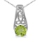 Certified 14k White Gold Round Peridot And Diamond Pendant