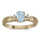 Certified 14k Yellow Gold Oval Aquamarine And Diamond Filagree Ring 0.33 CTW