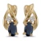 Certified 14k Yellow Gold Oval Sapphire And Diamond Earrings