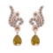 0.41 Ct Natural Fancy Yellow Diamond I2/I3And White Diamond I2/I3 14k Rose Gold Earrings