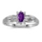 Certified 14k White Gold Oval Amethyst And Diamond Ring