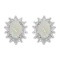 Certified 14k White Gold Oval Opal And Diamond Earrings 0.42 CTW