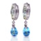 4.2 Carat 14K Solid White Gold Huggie Earrings Dangling Blue Topaz