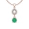 1.08 Ctw Emerald And Diamond I2/I3 14K Rose Gold Necklace