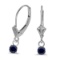 Certified 14k White Gold Round Sapphire Lever-back Earrings