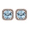23.34 Ctw I2/I3 Blue Topaz And Diamond 14K Rose Gold Stud Earrings