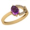 0.82 Ctw Amethyst And Diamond I2/I3 10K Yellow Gold Vintage Style Ring