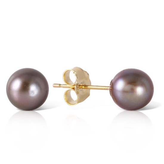 4 Carat 14K Solid Gold Stud Earrings Natural Black pearl