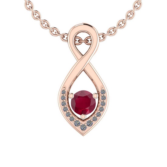 0.62 Ctw VS/SI1 Ruby And Diamond 14K Rose Gold Pendant