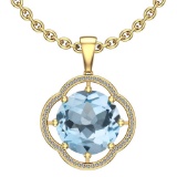 Certified 95.57 Ctw I2/I3 Blue Topaz And Diamond 14K Yellow Gold Pendant