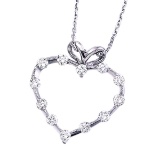 Certified 14K White Gold Diamond Heart Pendant