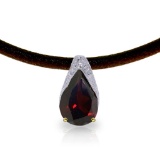 6 CTW 14K Solid Gold Leather Necklace Natural Garnet