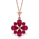 2.23 CTW 14K Solid Rose Gold Winter Ruby Necklace
