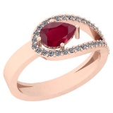 0.91 Ctw Ruby And Diamond I2/I3 14K Rose Gold Vintage Style Ring