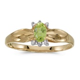 Certified 10k Yellow Gold Oval Peridot And Diamond Ring