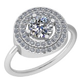 1.37 Ctw Diamond I2/I3 14K White Gold Vintage Style Ring