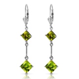 3.75 CTW 14K Solid White Gold Leverback Earrings Peridot