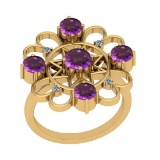 1.55 Ctw VS/SI1 Amethyst And Diamond 10K Yellow Gold Vintage Ring