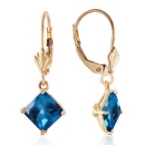 3.2 CTW 14K Solid Gold Demeter Blue Topaz Earrings