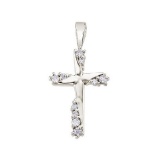 Certified 14K White Gold .20 Ct Diamond Cross Pendant