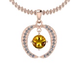 0.37 Ctw VS/SI1 Yellow Sapphire And Diamond 14k Rose Gold Pendant