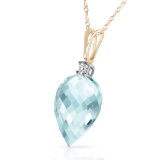 11.3 Carat 14K Solid Gold Arabian Sea Blue Topaz Diamond Necklace