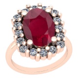 5.08 Ctw VS/SI1 Ruby And Diamond 14K Rose Gold Vintage Style Ring