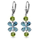 5.32 Carat 14K Solid Gold Still Burning Blue Topaz Peridot Earrings