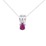 Certified 14k White Gold Ruby Pear Pendant with Diamonds