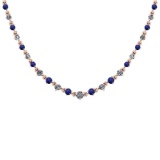 2.59 Ctw SI2/I1 Blue Sapphire And Diamond 14K Rose Gold Necklace