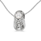 Certified 10k White Gold Pearl Baby Bootie Pendant