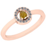 0.24 Ct Natural Yellow Diamond I2/I3And White Diamond I2/I3 14k Rose Gold Engagement Halo Ring