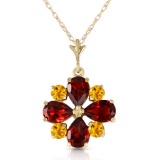 2.43 Carat 14K Solid Gold Irrestible Garnet Citrine Necklace